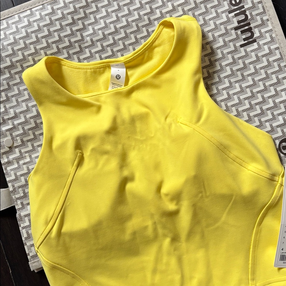 LULULEMON WUNDER TRAIN RACERBACK TANK IN BEAMING YELLOW SZ 4 NWT - Picture 2 of 6